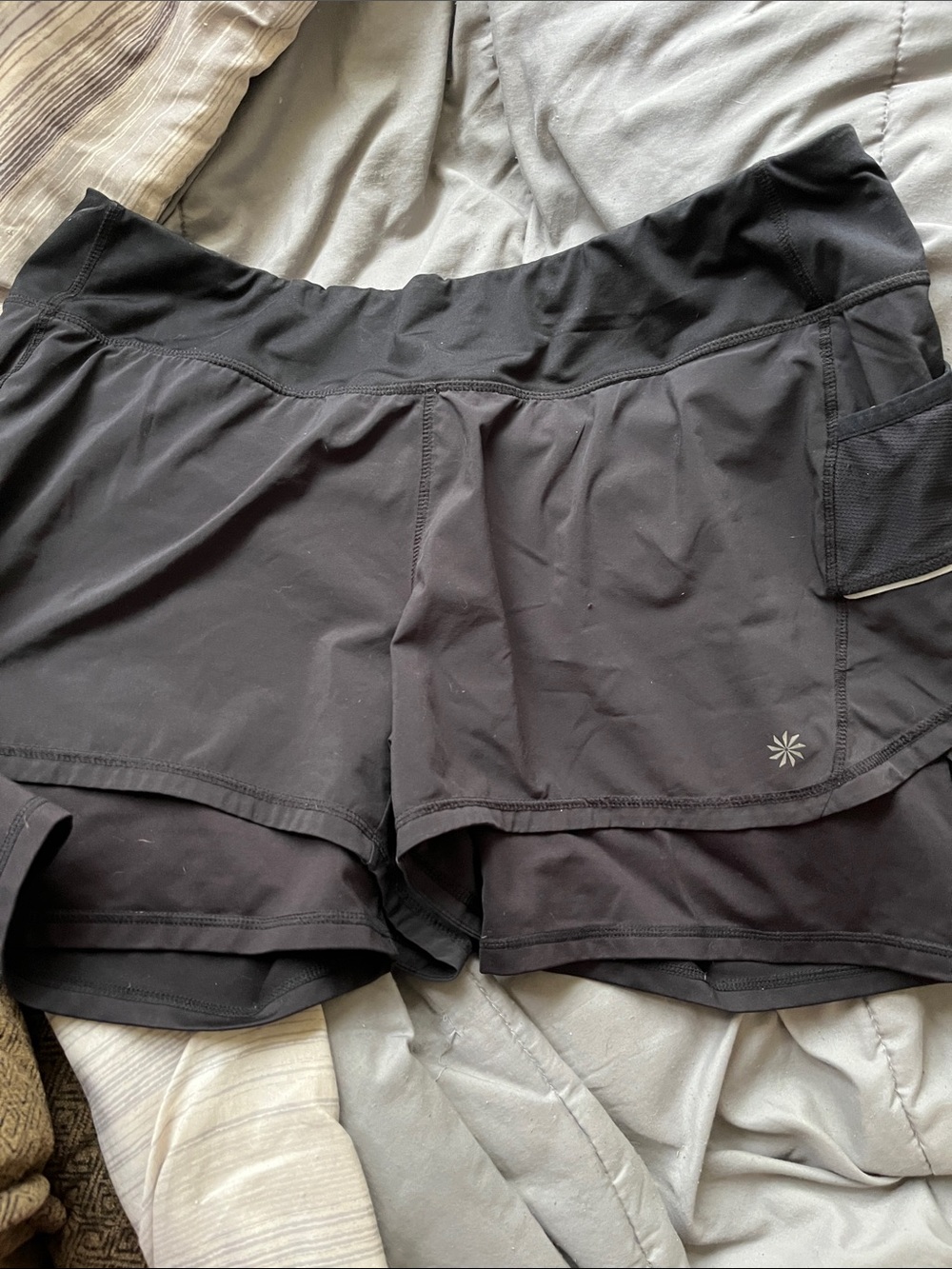 Athleta Women's Black Athletic Layered Running Shorts